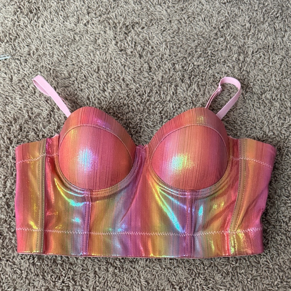Iridescent Pink and Orange Bustier Top